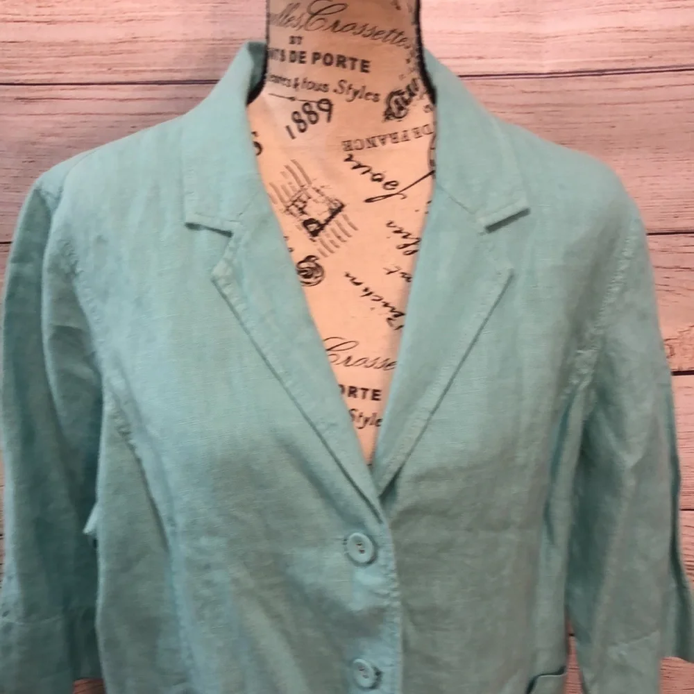 Eileen Fisher 100% Linen Jacket Blazer Notched Collar Back Vent Size Large